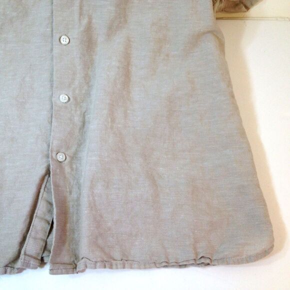Perry Ellis Linen Blend Short Sleeve Button Up Shirt Tan Mens Size Large L - Picture 4 of 8